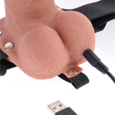 Imbracatura Elastico Ricaricabile con Dildo Realistico e Vibrazioni